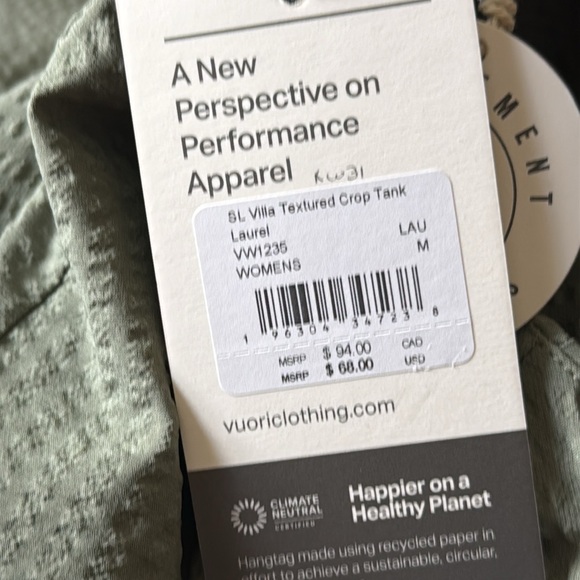 Vuori Women's Villa Textured Crop Tank size‎ medium NWT - Picture 3 of 7